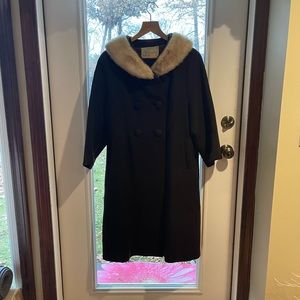Tan Wool Coat with Fur